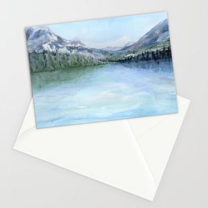 Biglietto d'auguri con paesaggio delle Montagne Nebbiose - Acquerello - Biglietto di auguri o biglietto di auguri