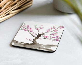 Modern Coasters - Sakura Tree Floral Art - Coffee Table Drink Coaster Set