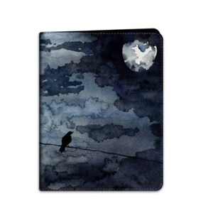 Moonlit Raven iPad Folio Case - Wildlife Painting - Designer Device Cover