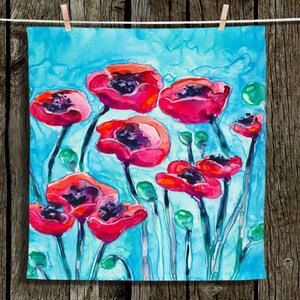 Cloth Napkins Poppies Painting Artistic Fabric Napkins Fine Dining Textiles Home Decor image 6