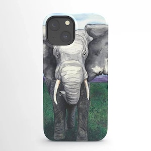 Elephant Watercolor Phone Case - Wildlife Painting - Designer iPhone Samsung Case