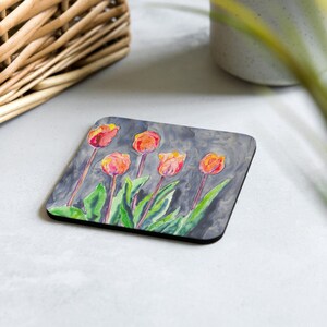 Modern Coasters - Tulips Floral Art - Coffee Table Drink Coaster Set