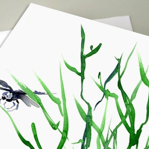 Dragonfly Art Card Nature Bug Insect Sumi-e Painting Note or Greeting Card image 2