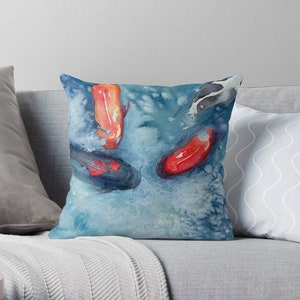 Decorative Pillow Cover - River Waltz - Koi Fish - Nature Throw Pillow Cushion - Fine Art Home Decor