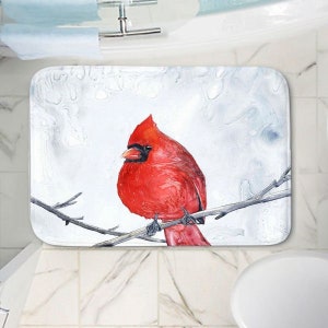 Cardinal Bath Mat - Wildlife Bathroom Mats - Bird Bath Decor - Bathroom Rugs - Home Decor