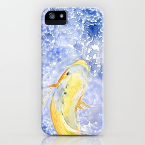 Gold Koi Fish Phone Case - Prosperity Watercolor Painting - Designer Samsung Phone Case