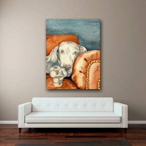 Weimaraner Dog Print - Pet Portrait Watercolor Painting - Archival Canvas or Paper Reproduction