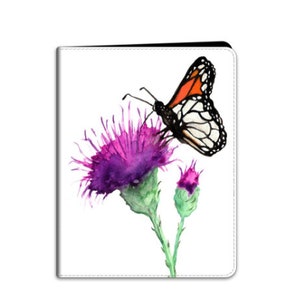 Monarch Butterfly iPad Folio Case - Floral Painting - Designer Device Cover