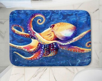 Octopus Bath Mat - Ocean Life Bathroom Mats - Wildlife Bath Decor - Bathroom Rugs - Home Decor