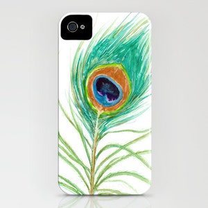 Peacock Phone Case - Peacock Feather Watercolor Painting - Designer iPhone Samsung Case