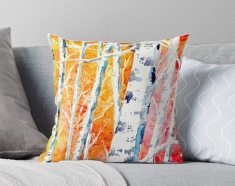 Decorative Pillow Cover - Falling for Color - Birch Trees  - Throw Pillow Cushion Home Decor