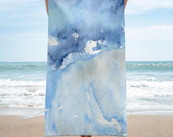 Seascape Bath Towel – Watercolor Painting - Bathing or Beach Towel