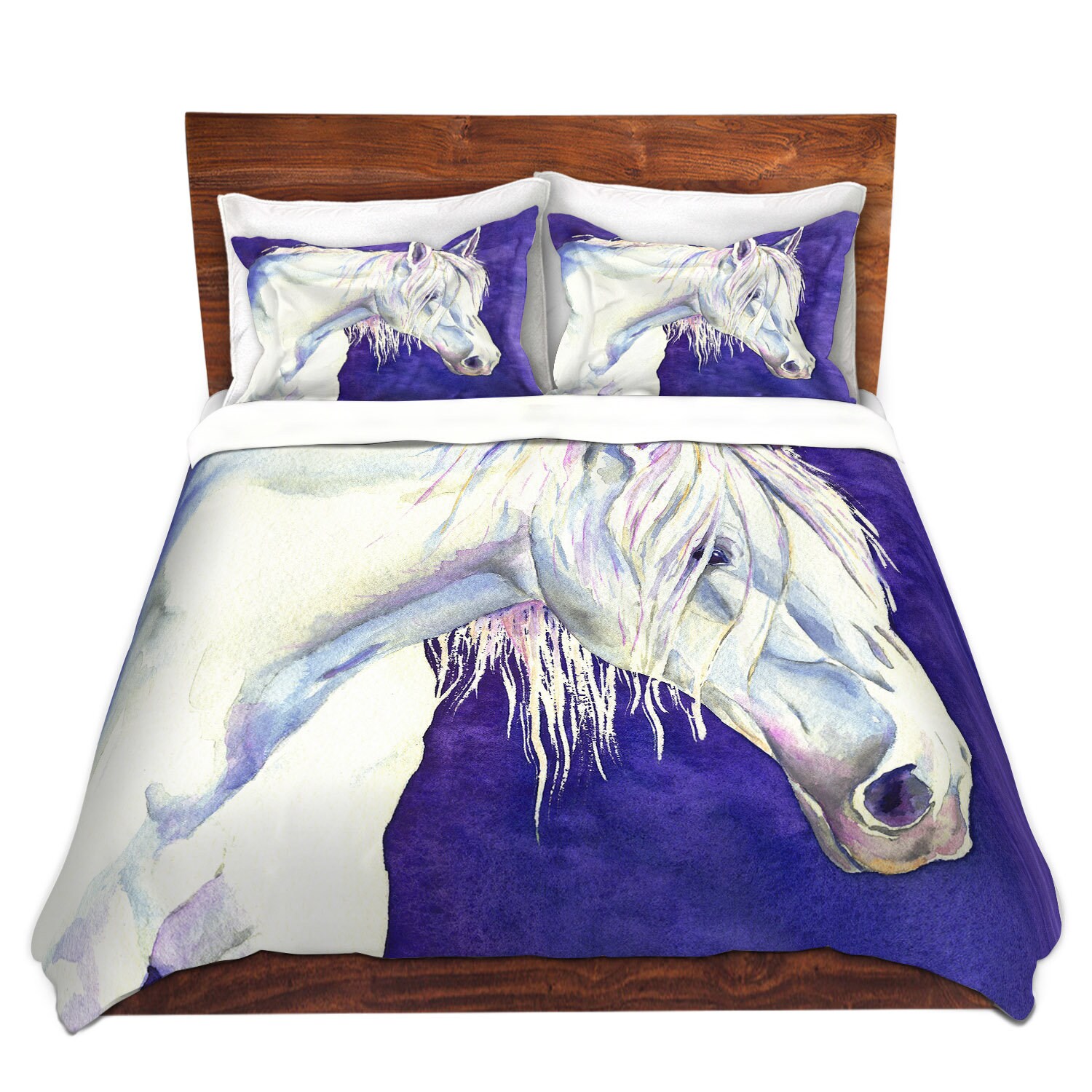 White Horse Duvet Cover Equine Modern Bedding Twin Queen Etsy