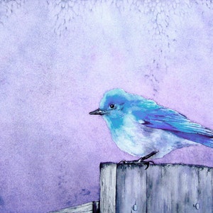 Bluebird Bliss Art Print Wildlife Bird Watercolor Painting Archival Canvas or Paper Reproduction image 2