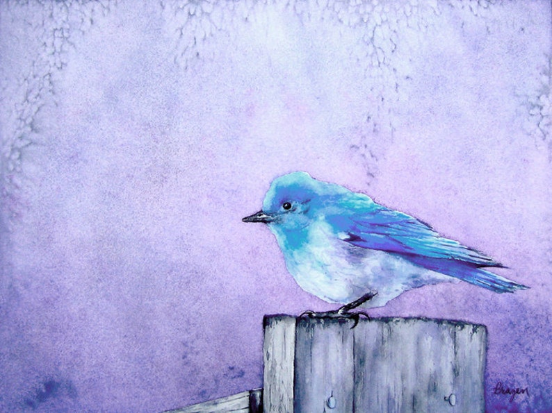 Bluebird Bliss Art Print Wildlife Bird Watercolor Painting Archival Canvas or Paper Reproduction image 2