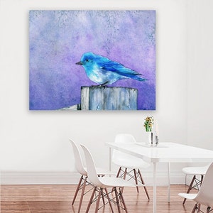 Bluebird Bliss Art Print Wildlife Bird Watercolor Painting Archival Canvas or Paper Reproduction image 3