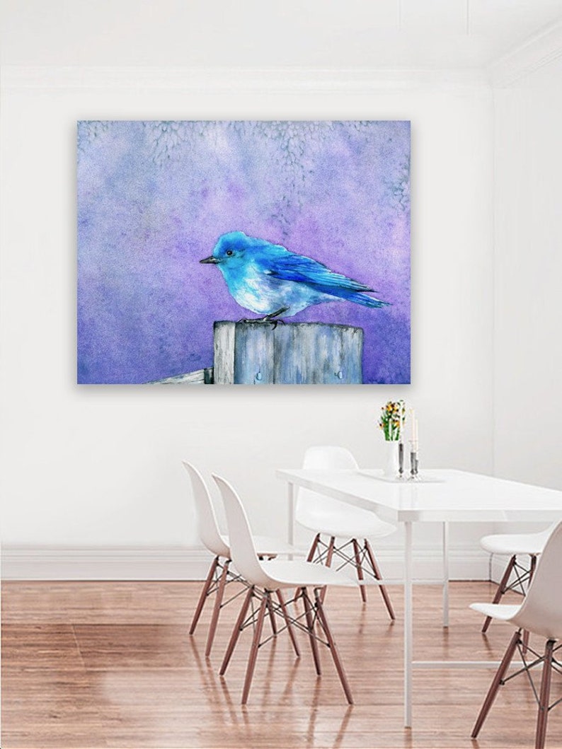 Bluebird Bliss Art Print Wildlife Bird Watercolor Painting Archival Canvas or Paper Reproduction image 3