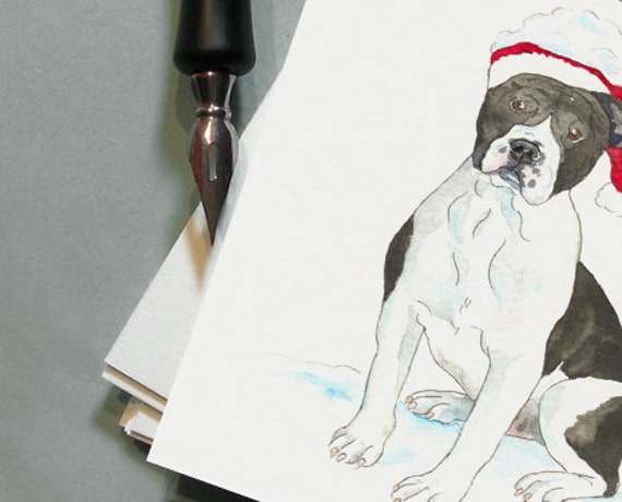 Custom Portrait - Original Christmas Watercolor Pet Portrait - Pack of 20 Chrismas Cards