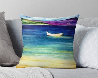 Decorative Pillow Cover - Carribean Painting - Throw Pillow Cushion - Home Decor