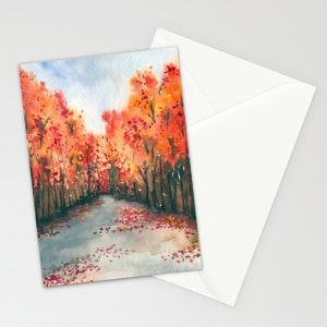 Biglietto d'auguri "Viaggio d'autunno" - Dipinto di paesaggio - Nota o biglietto d'auguri