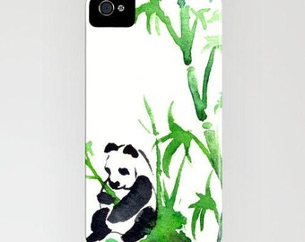 Panda Bamboo Phone Case - Watercolor Painting - Designer iPhone Samsung Case