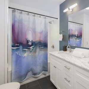 Abstract Ocean Shower Curtain - Colour Array Seascape Painting - Artistic Bathroom - Modern Vibrant Bathroom Decor