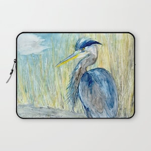 Artistic Bird Macbook Pro Laptop Case - Great Blue Heron - Fabric Laptop Sleeve