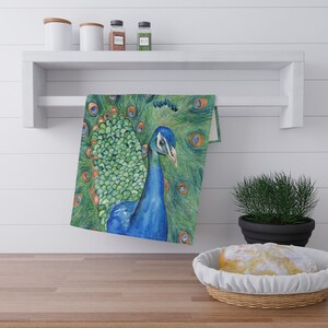Peacock Cotton Tea Towels -  Bird Art - Flour Sack Towels - Home Decor Textiles