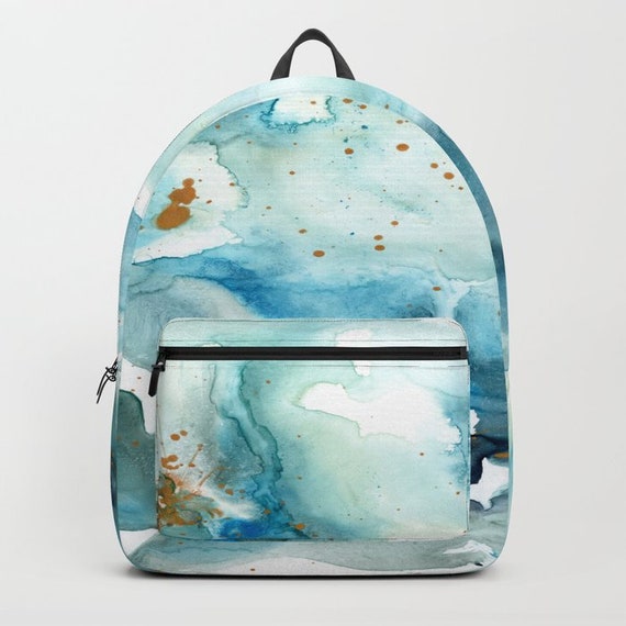 Blue Floral Backpack Bookbag Travel or 