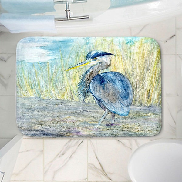 Great Blue Heron Bath Mat - Wildlife Bathroom Mats - Bird Bath Decor - Bathroom Rugs - Home Decor