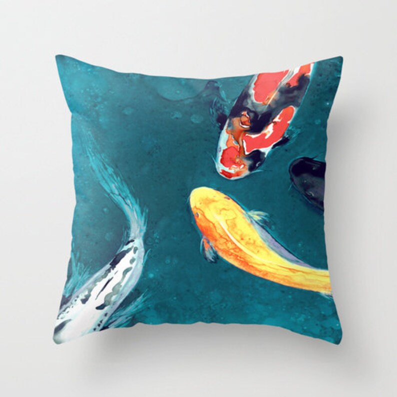 Decorative Pillow Cover Koi Fish Throw Pillow Cushion Etsy