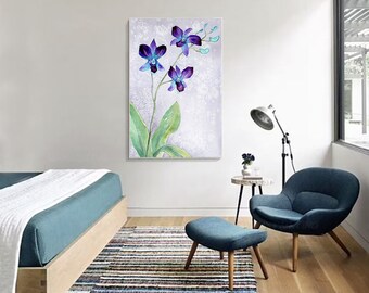 Orchid Watercolour Painting - Elegance Zen Art Print - Archival Canvas or Paper Reproduction