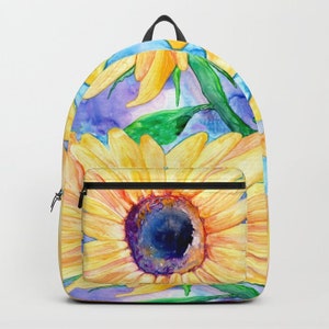 Sac à dos tournesol - Cartable fleuri - Accessoire de voyage ou de rentrée scolaire