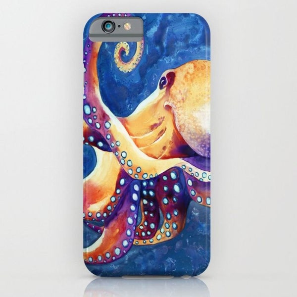 Octopus Phone Case - Ocean Watercolor Painting - Designer iPhone or Samsung Case