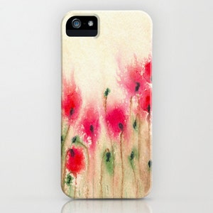 Floral Phone Case Red Poppies - Wildflower Painting - Designer iPhone Samsung Case