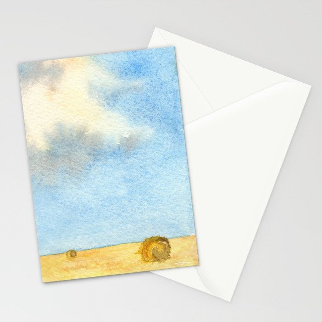 Prairie Sky Art Card - Landscape Watercolor Painting - Note or Greeting ...