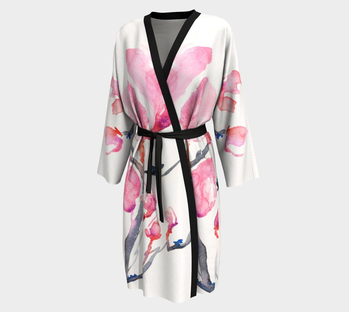 Draped Kimono Japanese Magnolia Floral Watercolour Painting | Etsy