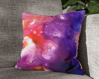 Abstract Art Pillow Cover - Visions Undreamed - Vibrant Watercolor Throw Pillow