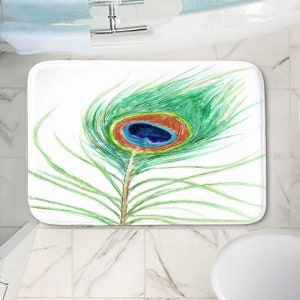 Peacock Feather Bath Mat - Nature Bathroom Mats - Bath Decor - Bathroom Rugs - Home Decor