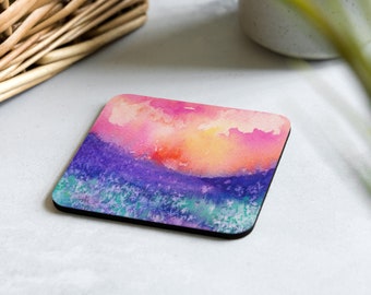 Art Coasters - Home Decor - Lupin Watercolor Painting - Coffee Table Ceramic Tile Coasters