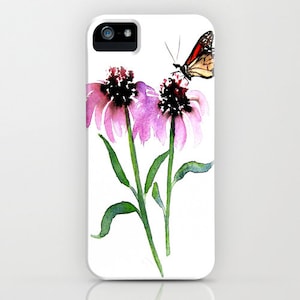 Floral Phone Case Monarch Butterfly - Floral Painting - Designer iPhone Samsung Case