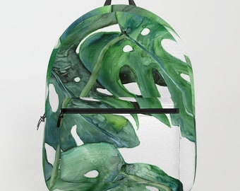 Botanical Monstera Backpack - Bookbag - Travel or Back to School Lifestyle Accessory