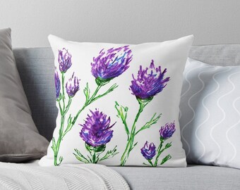 Decorative Pillow Cover - Purple Clover - Floral Throw Pillow Cushion - Fine Art Home Decor
