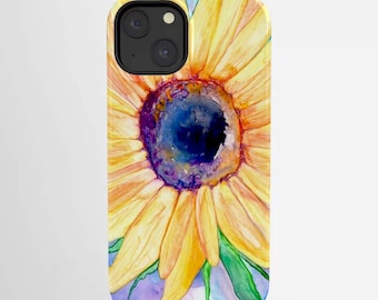 Floral Phone Case - Sunflower Watercolor Painting - Designer iPhone or Samsung Case