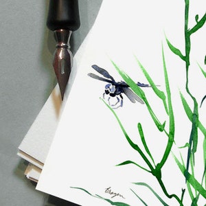 Dragonfly Art Card Nature Bug Insect Sumi-e Painting Note or Greeting Card image 1