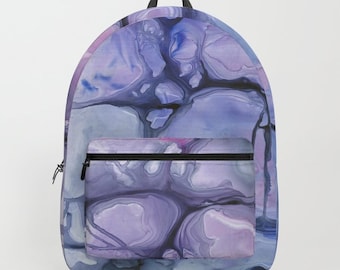 Art Backpack Colorful Laptop Book Bag With Purple Abstract  display picture 2
