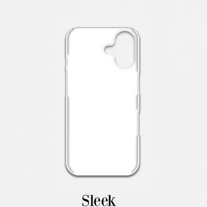 A plain white phone case with a cutout on the back.