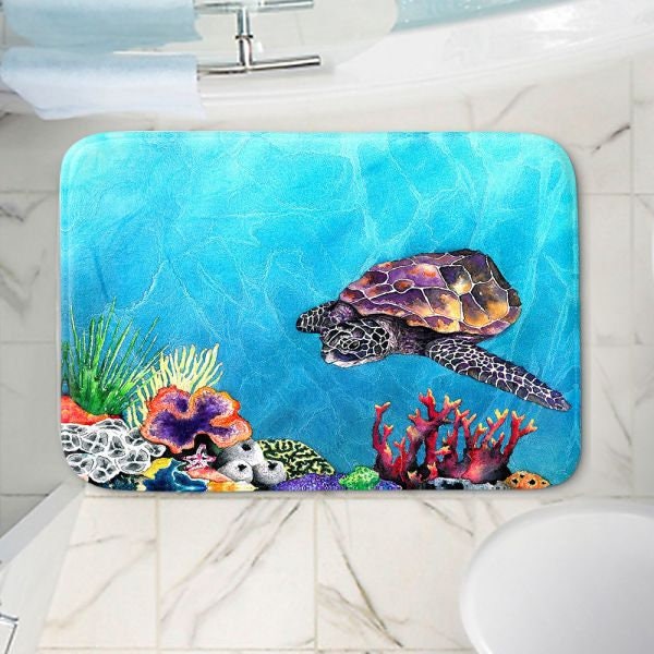 Sea Turtle in Bathtub Bath Mat by Big Nose Work