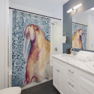 Shower Curtain Walrus Painting - Artistic Bathroom - Modern Vibrant Bathroom Decor