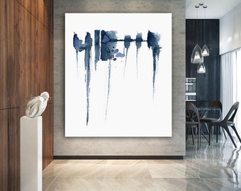 Art Print - Balance - Abstract Composition Indigo Watercolor Painting - Archival Canvas or Paper Reproduction